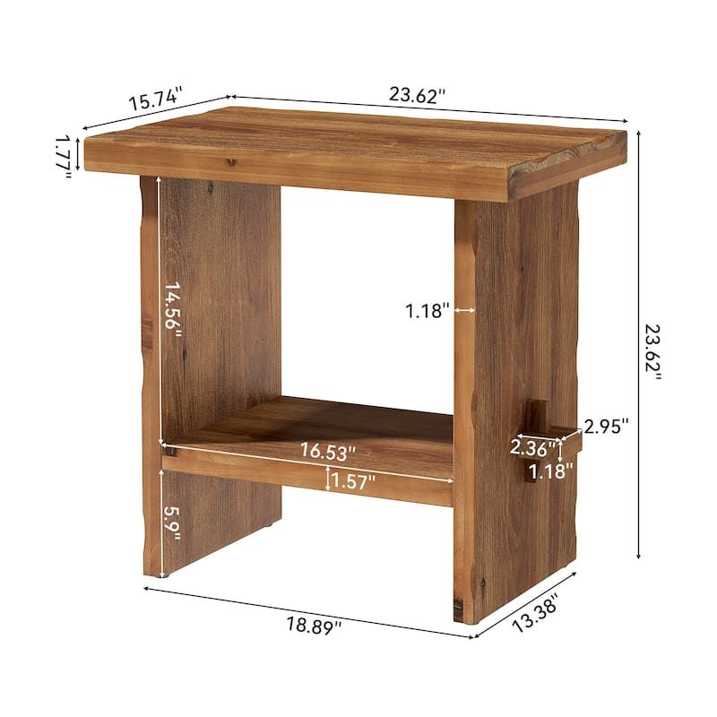 Solid Wood Farmhouse Nightstand with Storage