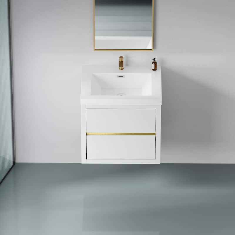 24" Wall-Mounted Bathroom Vanity with Sink