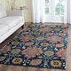 preview thumbnail 3 of 13, SAFAVIEH Handmade Roslyn Mamiko Modern Floral Wool Rug 4' x 6' - Navy/Multi - Rectangle