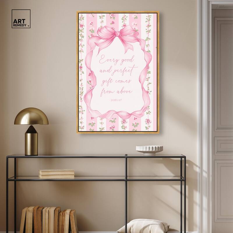 Good and Perfect Gift Bow Canvas by Art Remedy