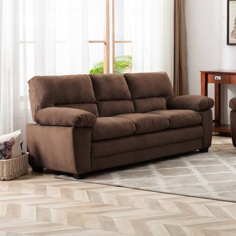 Andres Contemporary Brown Upholstered Living Room Sofa