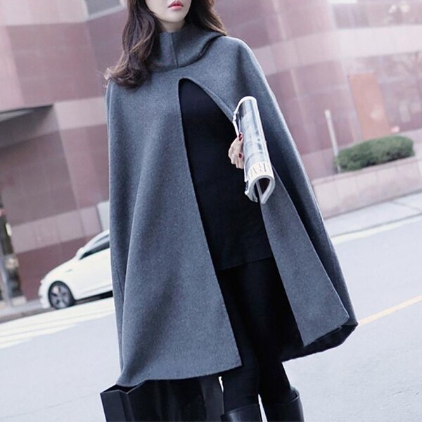 Student Woolen Cloak Coat Female New Shawl Cloak Hooded Woolen Coat. Opens flyout.