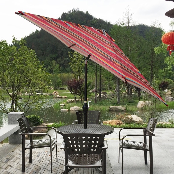 9 ft Outdoor Patio Sunbrella Umbrella Stripe Market Table Umbrella On Sale Bed Bath Beyond 40358440