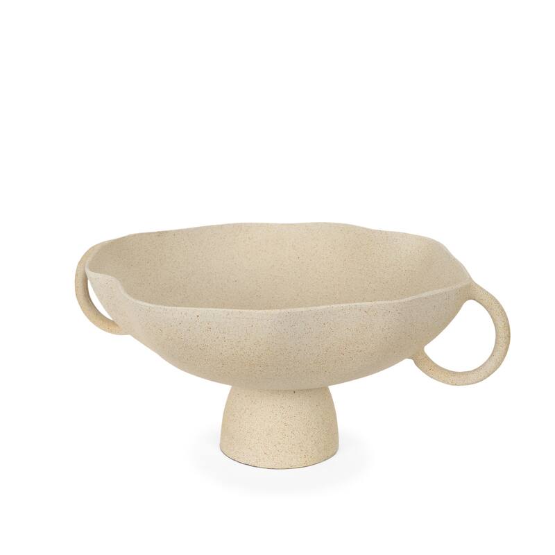 Radka Beige Textured Large Metal Decorative Bowl - 15.75 x 19.69 x 8.25