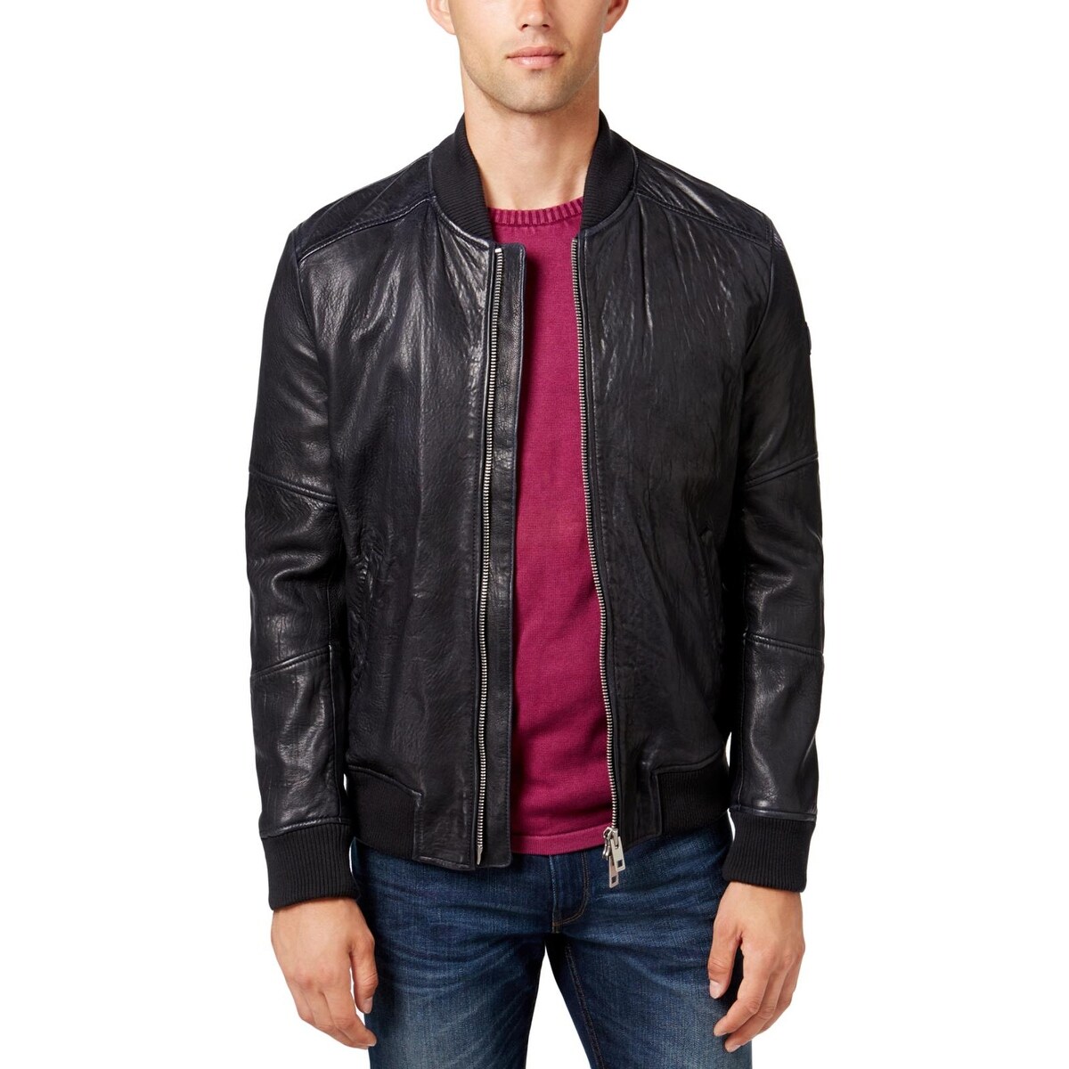 boss orange leather jacket mens