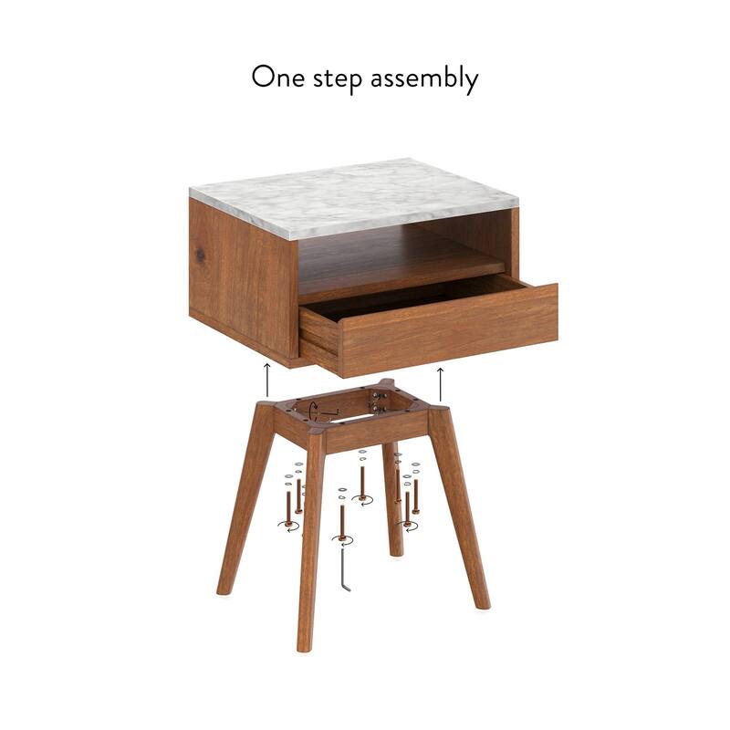 Nathan James James Side Table, Faux Marble Top