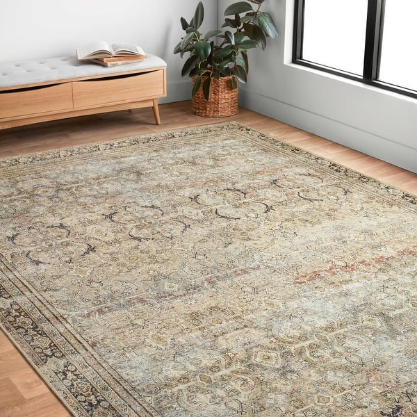 slide 2 of 6, Alexander Home Victoria Traditional Vintage Border Area Rug 2'-0" x 5'-0" - olive / charcoal