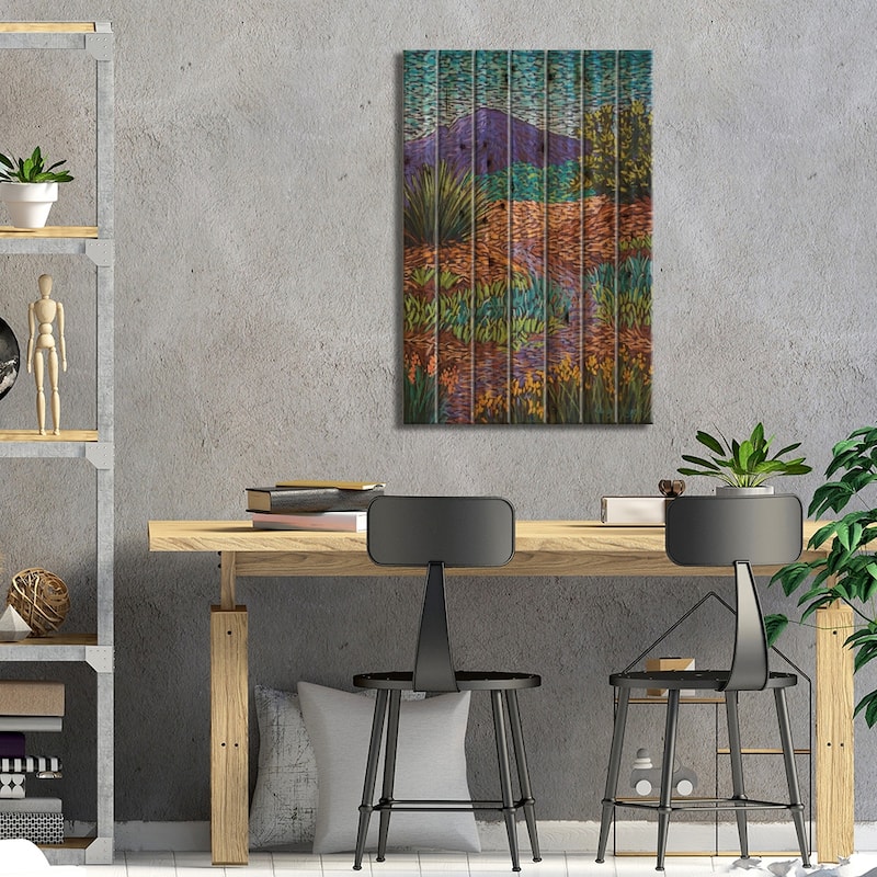 Purple Mountain Path Print On Wood by Candy Mayer - Multi-Color