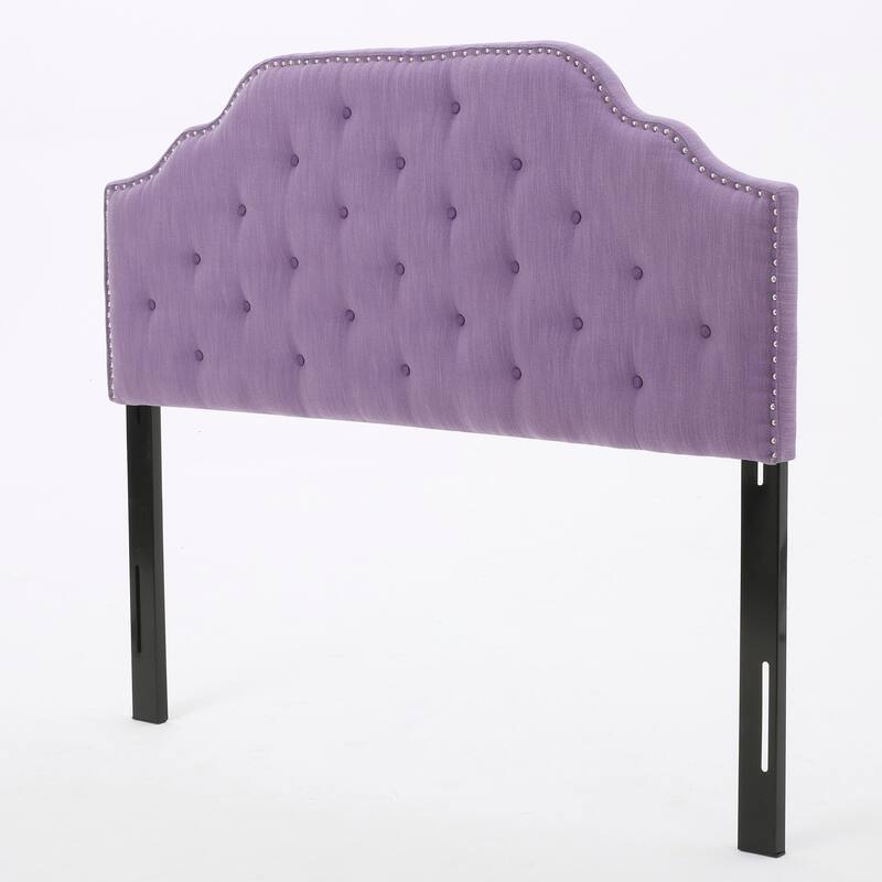 Queen Size Tufted Upholstered Headboard with Nailhead Trim, Solid Wood and Metal Legs, Adjustable Height