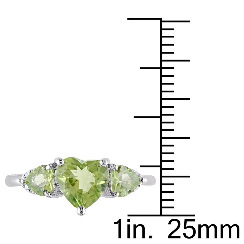 Miadora 1 7/8 CT TGW Peridot Diamond Accent Triple Heart Ring in Sterling Silver