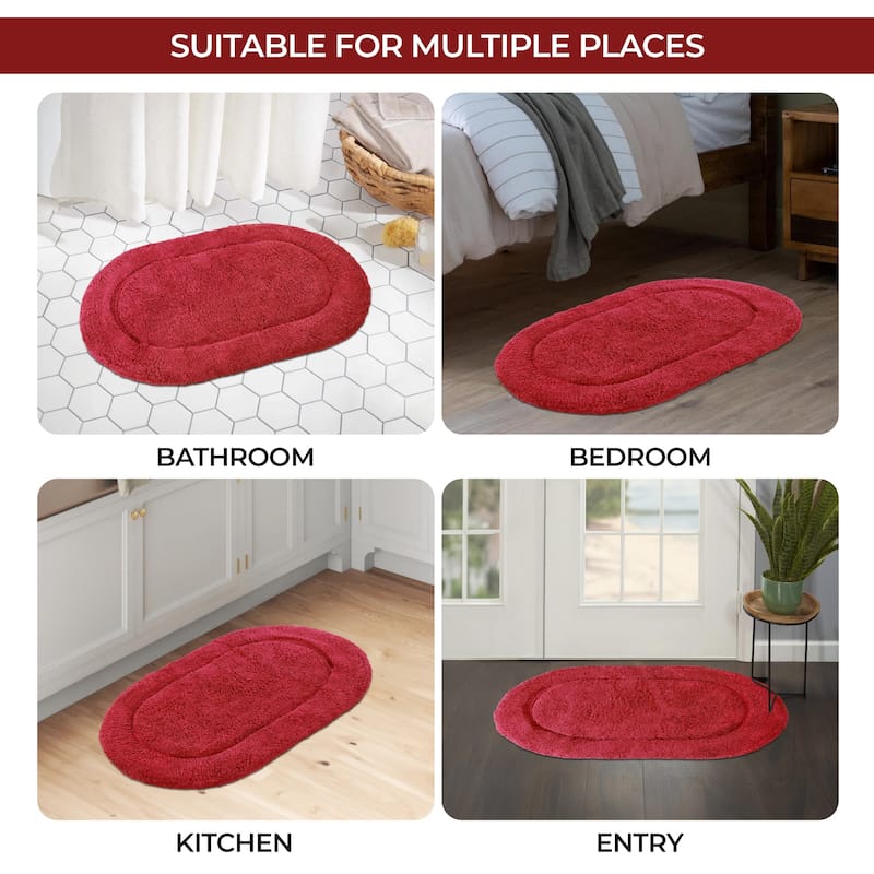 Superior Cotton Non-slip Oval Bath Rug - (Set of 2) - On Sale ...