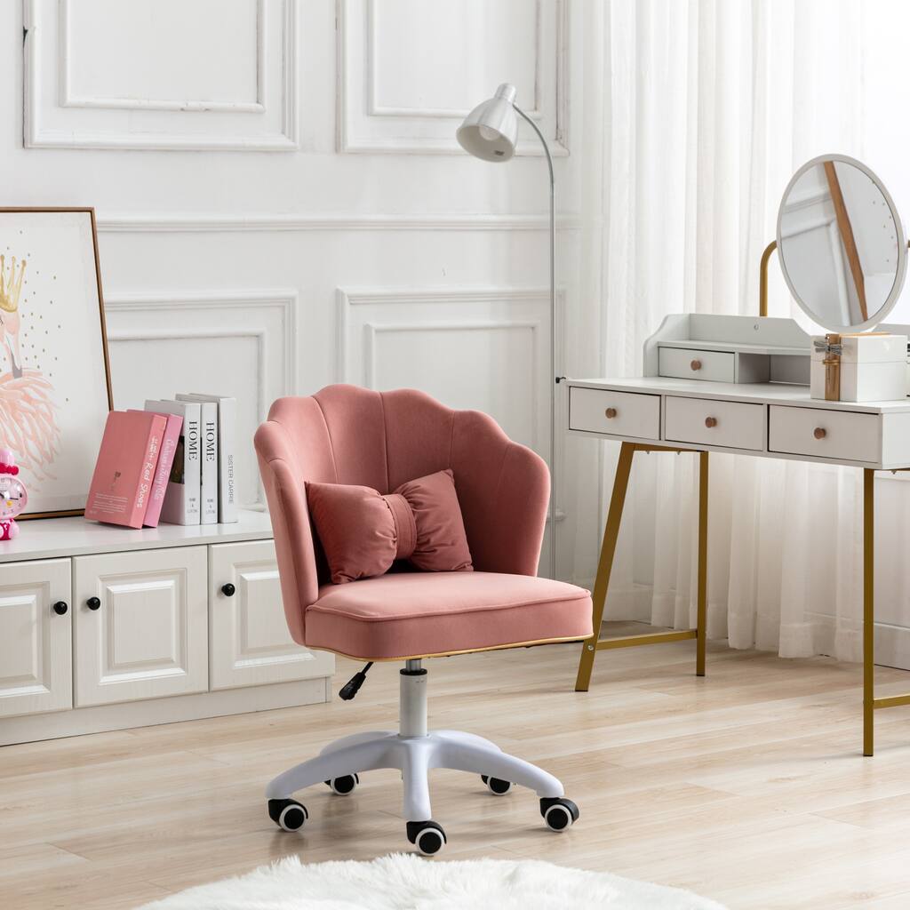 Adjustable Swivel Rolling Vanity Chair with Wheels