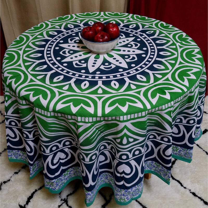 Cotton Floral Heart Medallion Tablecloth Round - 81 inches