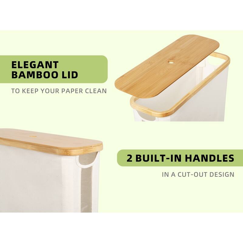 Freestanding Toilet Paper Holder for 9 Mega Rolls, Bathroom Storage Basket With Side Window - 17.5"L x 6"W x 13.75"H