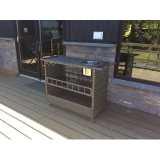 Puerta Outdoor Wicker Bar Cart with Ice Pail by Christopher Knight Home