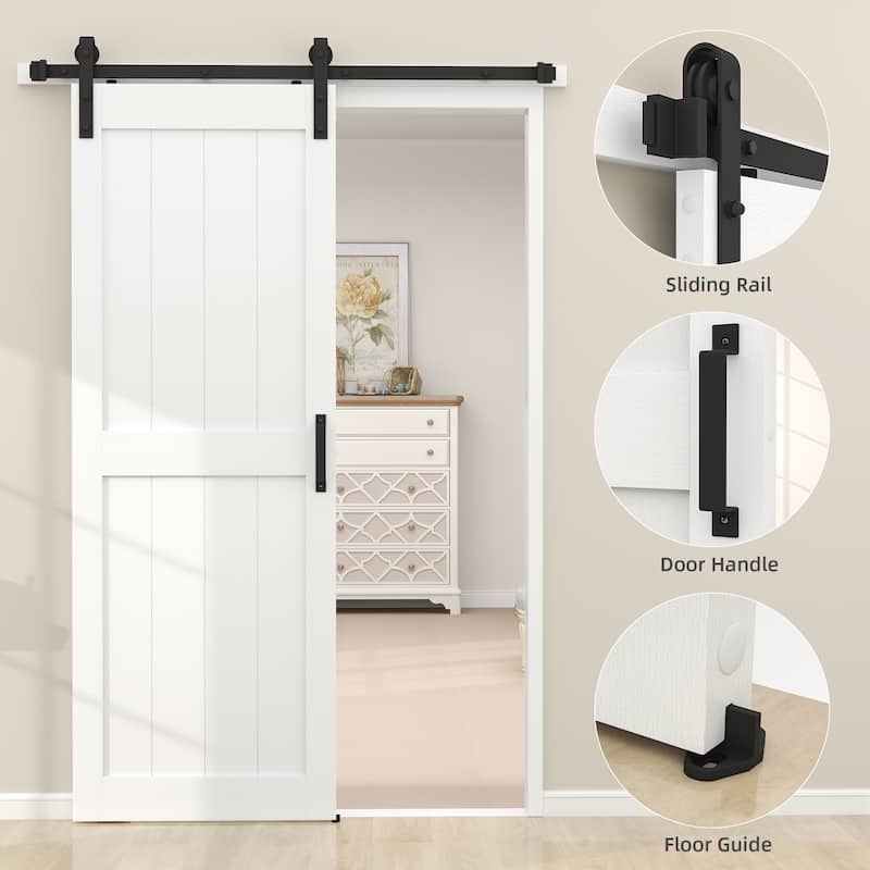 30''/36''/48'' x 84'' Manufactured Wood PVC Paneled Barn Door with Installation