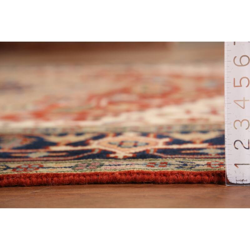 Medallion Heriz Serapi Indian Rug Hand-Knotted Oriental Wool Carpet - 7'11" x 9'9"