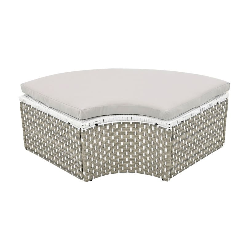 Round Patio Sectional Sofa Set – Two-Tone Rattan Daybed with Retractable Canopy & Modular Seating‌