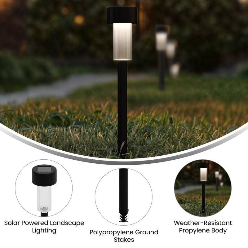 All - Weather Solar Powered Stainless Steel LED Landscaping Lights - Set of 12