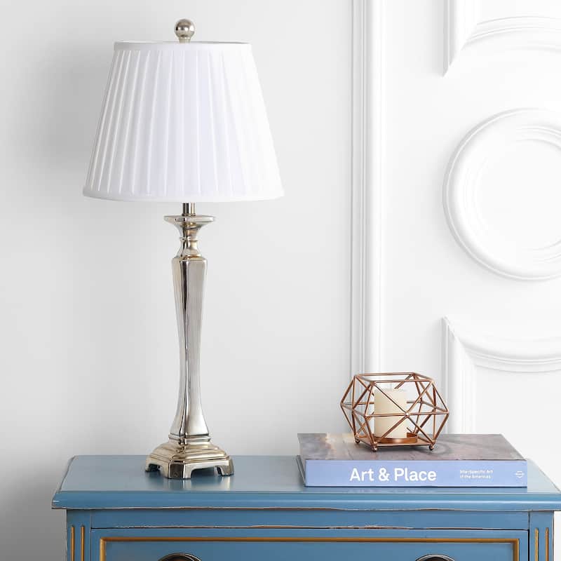 SAFAVIEH Lighting 28-inch Chatham Champagne Silky Table Lamp (Set of 2) - 12"x12"x27"