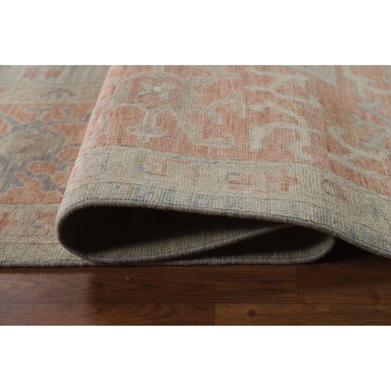 Hand Knotted Oriental 100% Wool Carpet Transitional All-Over Navy Blue & Blues Oushak Area Rug - 12' 2'' X 9' 0''