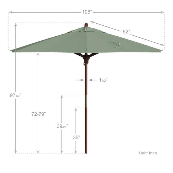 dimension image slide 0 of 21, California Umbrella 9ft Marenti Wooden Sunbrella Patio Umbrella with Sunbrella Fabric, Base Not Included