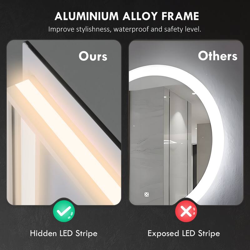 Clear LED Bathroom Vanity Mirror with Defog, Touch Controls - 47.2" W x 1.6" D x 35.4" H