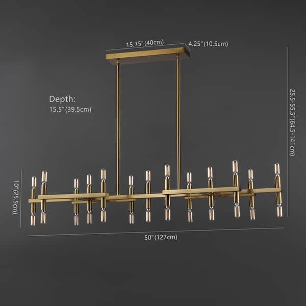 dimension image slide 1 of 2, SAFAVIEH Couture Collection Harald 56" Metal Chandelier - 50" W x 16" D x 56" H