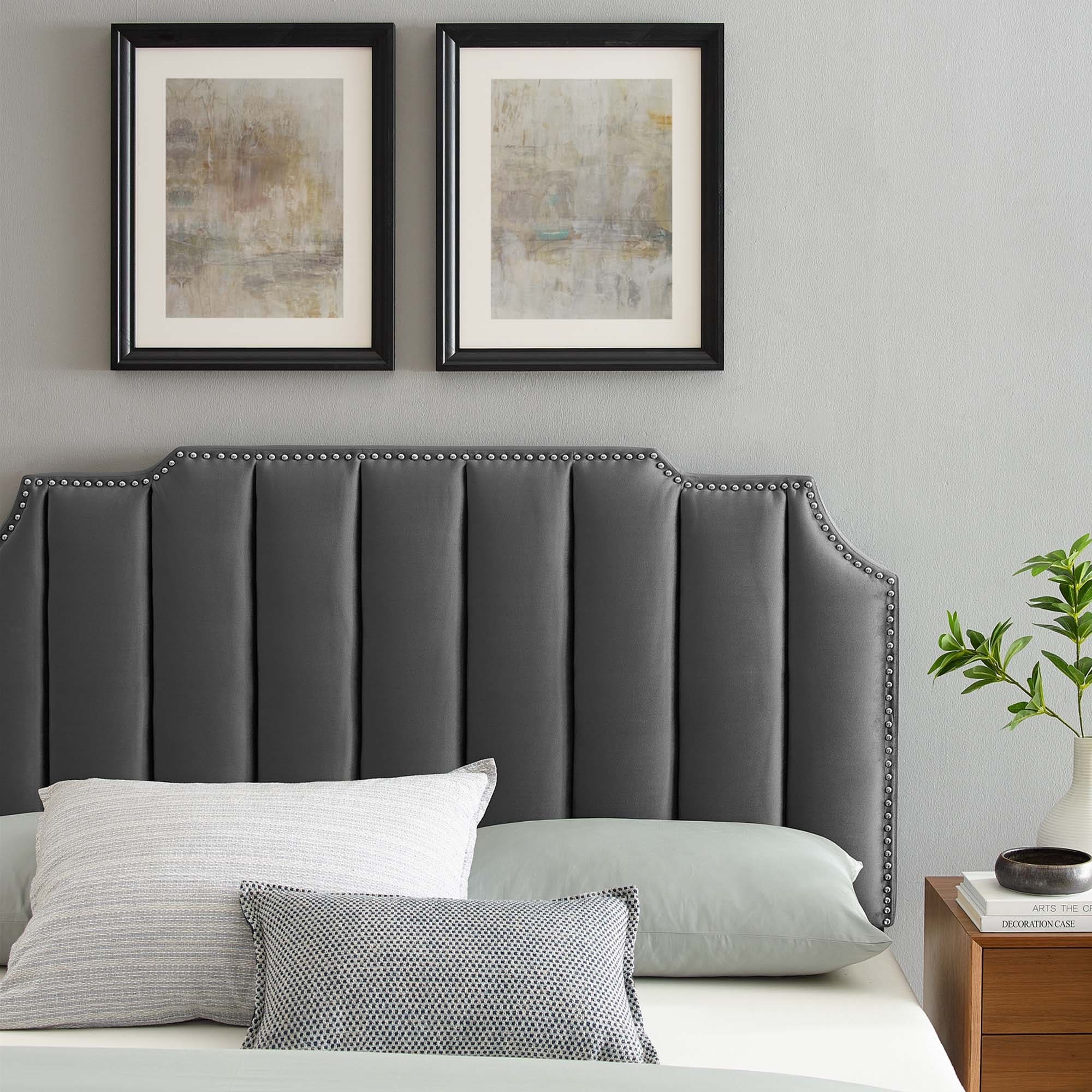 Elof velvet store upholstered panel headboard