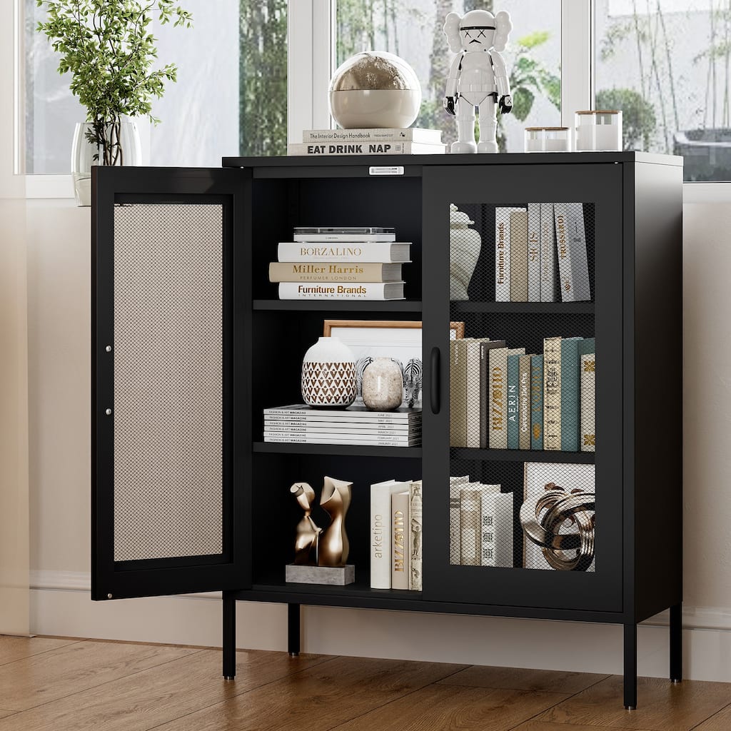 GDFStudio - Marcus Durable Metal Storage Cabinet with Adjustable Shelves for Versatile Organization