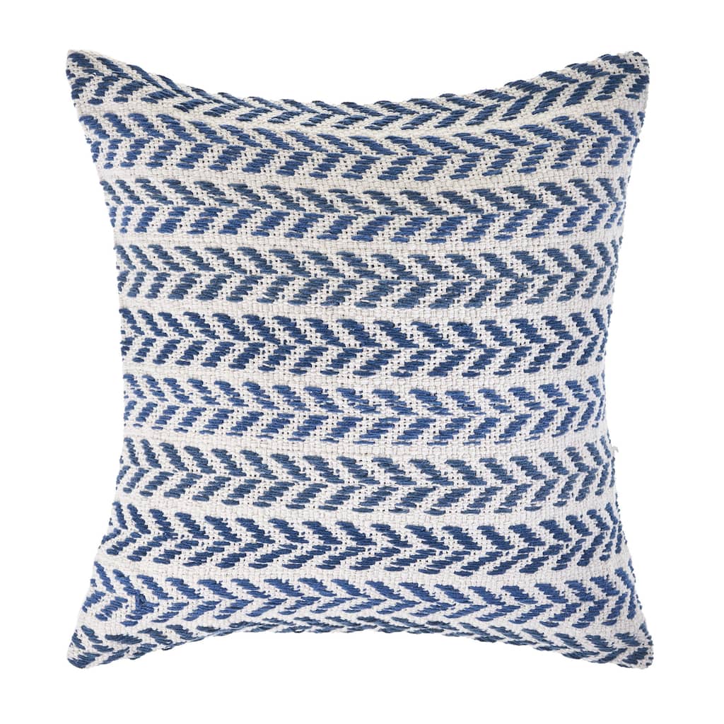 Set of Two 18" X 18" Blue Beach Chevron Cotton Zippered Pillow