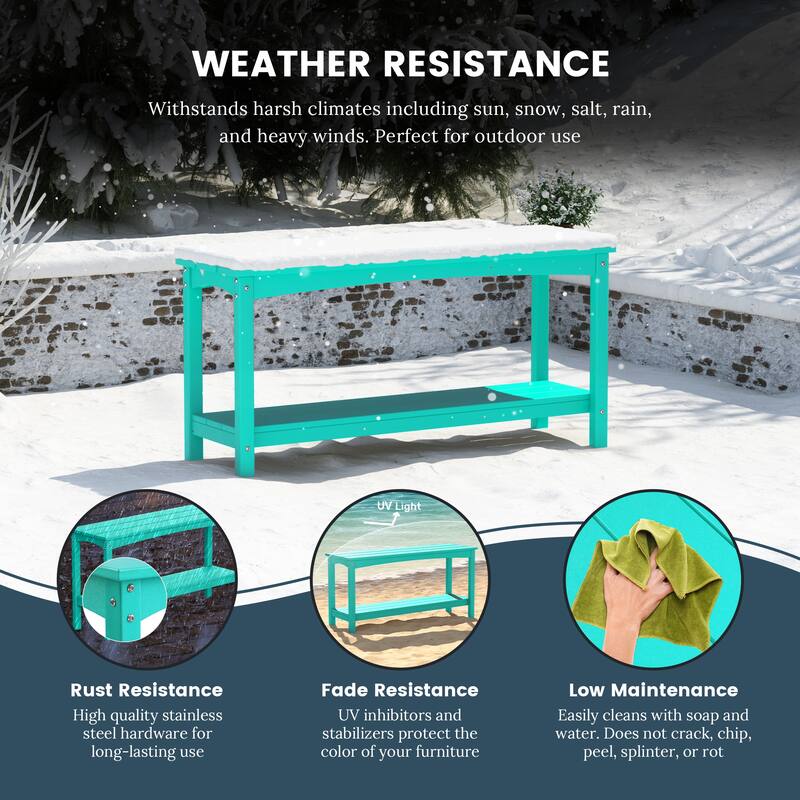 Laguna Hdpe All Weather Outdoor Patio Two Shelf Table