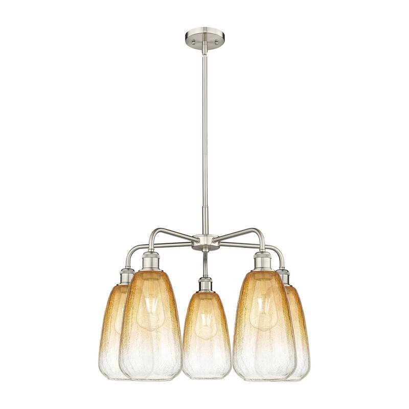 Innovations Lighting Endless Possibilities Ballston - Brookhaven Almond - 5 Light 25" Stem Hung Chandelier - Satin Nickel/Amber