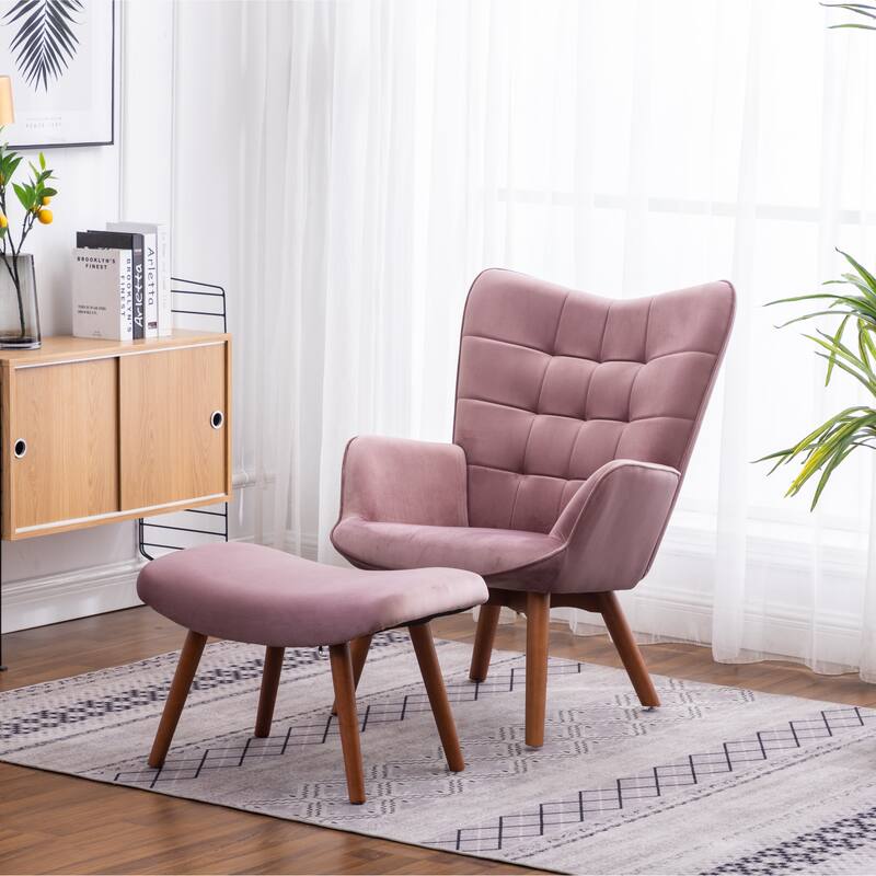 Mauve 33" Polyester Button Tufted Accent Chair - Mauve