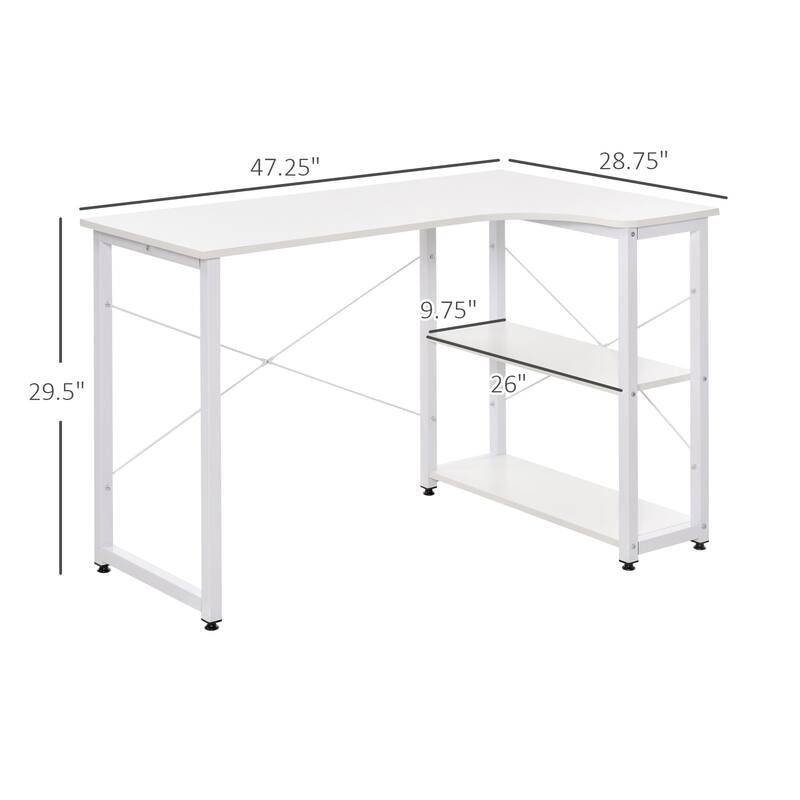 L-Shape Desk Computer Desk with 2 Side Shelves,Wide Workstation for Study