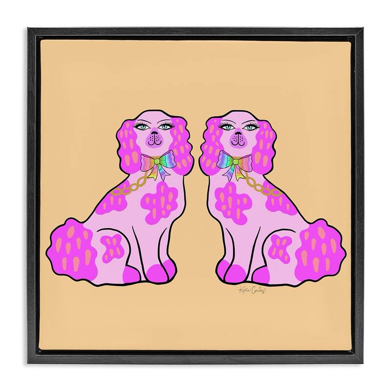 Stupell Funky Glam Pooches Framed Floater Canvas Wall Art Design By Katie Conley - 25 x 25 - Black