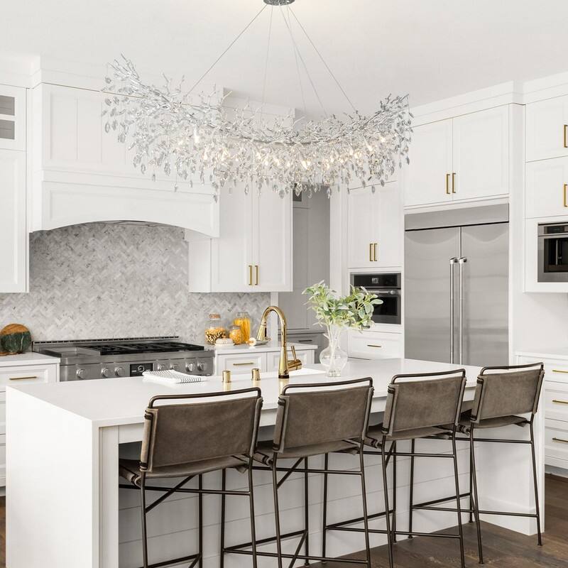 Modern Branch Crystal Linear Chandelier, 1100-1830mm Dining Pendant Light