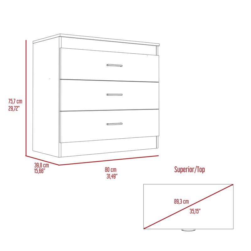 FM Furniture Cambridge Dresser with 3 Drawers