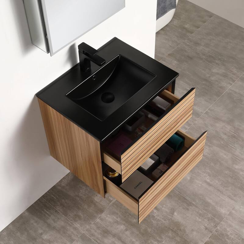 Blossom Annecy 24" Floating Bathroom Vanity with Black Ceramic Sink