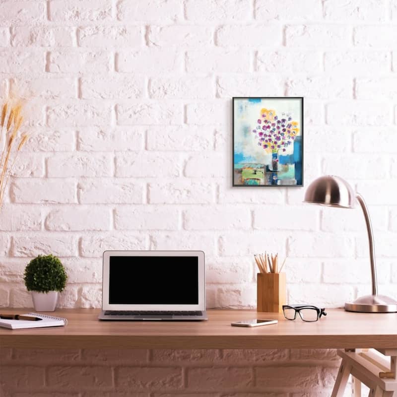 Stupell Rose Flowers Still Life Abstract Color Patchwork Framed Wall Art