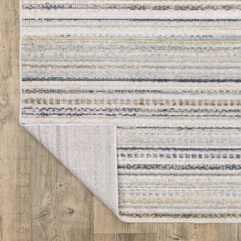 Calliope Textural Geometric Striped Beige/ Multi Area Rug