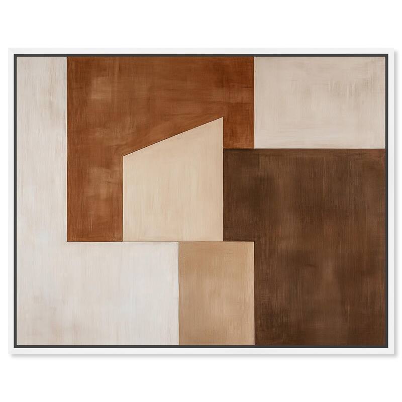 Cream and Brown Panels I Canvas by Art Remedy - White - 45" x 36"