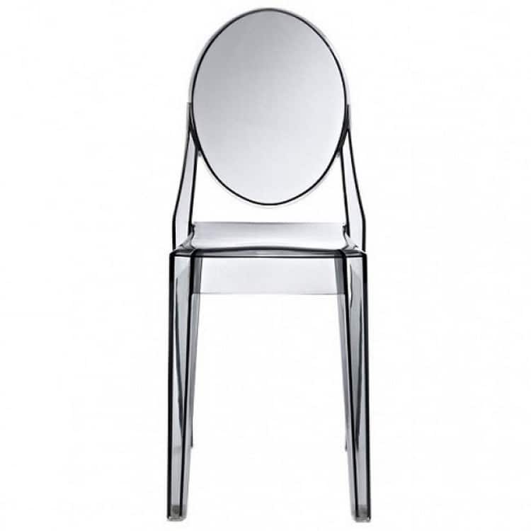 Clear Acrylic Stackable Armless Side Chairs with Oval Back – Modern Transparent Dining, Vanity, Office Accent Chairs (Set of 2)