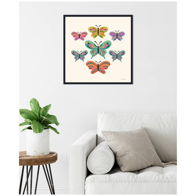 Kate and Laurel Sylvie Colorful Boho Butterflies Framed Canvas by Carey Copeland
