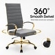 preview thumbnail 67 of 98, Benmar Ribbed Leather Executive High Back Office Chair with Gold Frame, Swivel, Tilt, Lumbar Support