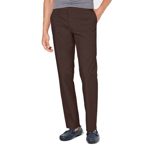 Alfani Mens Brown Size 38x32 Classic Fit Flat Front Chino Stretch. Opens flyout.