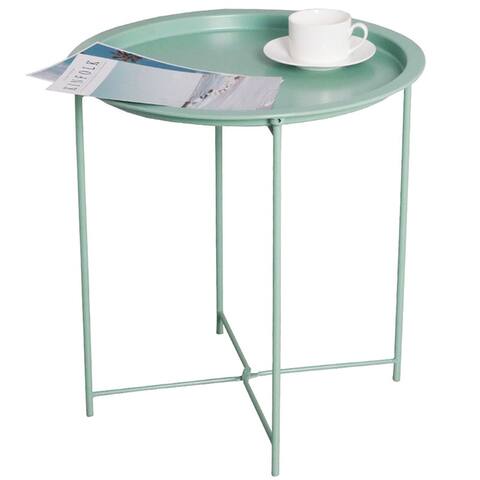 CTEX Plug-in Structure Folding Tray Metal Coffee Table with Anti-skid Pads, Side Table End Table