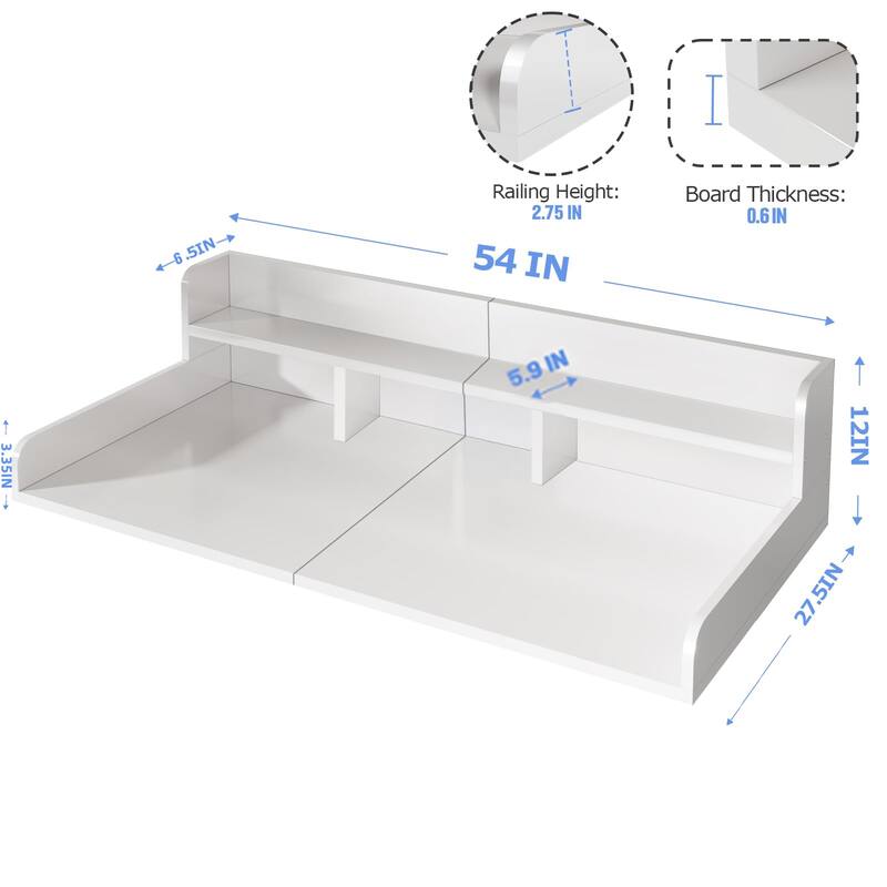 Washer Dryer Countertop, Laundry Wood Shelf Topper with Edge, 54" Width x 27.5" Depth Double Layer Organizer