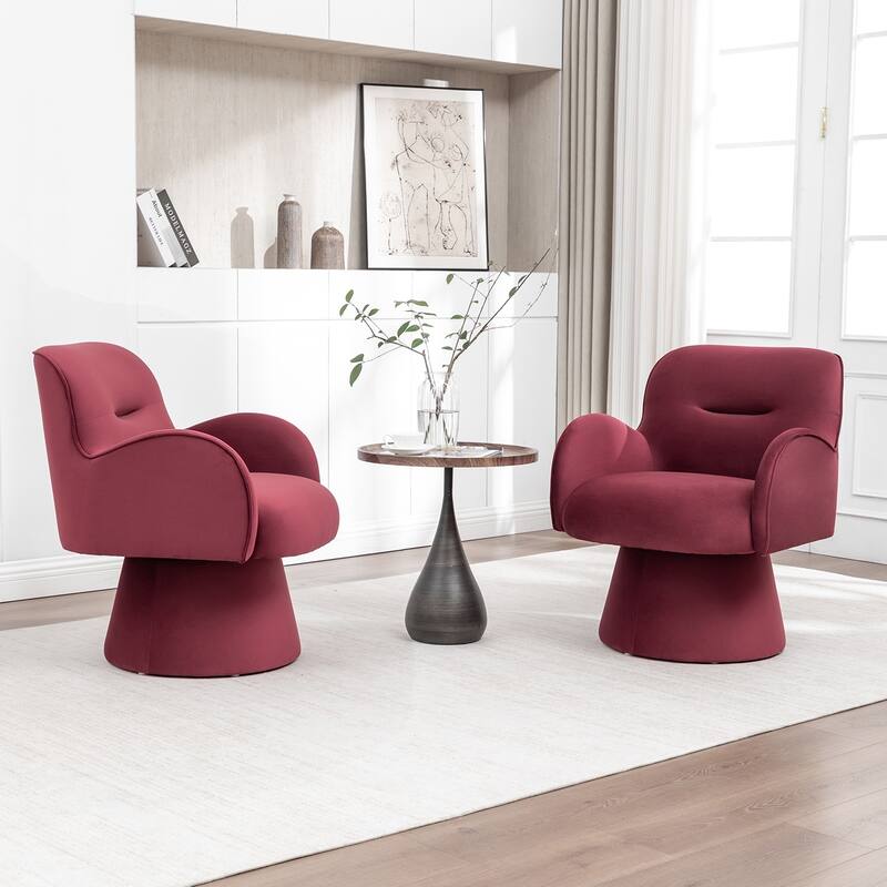 SEYNAR Modern Glam Velvet 360 Degree Swivel Armchair Set of 2