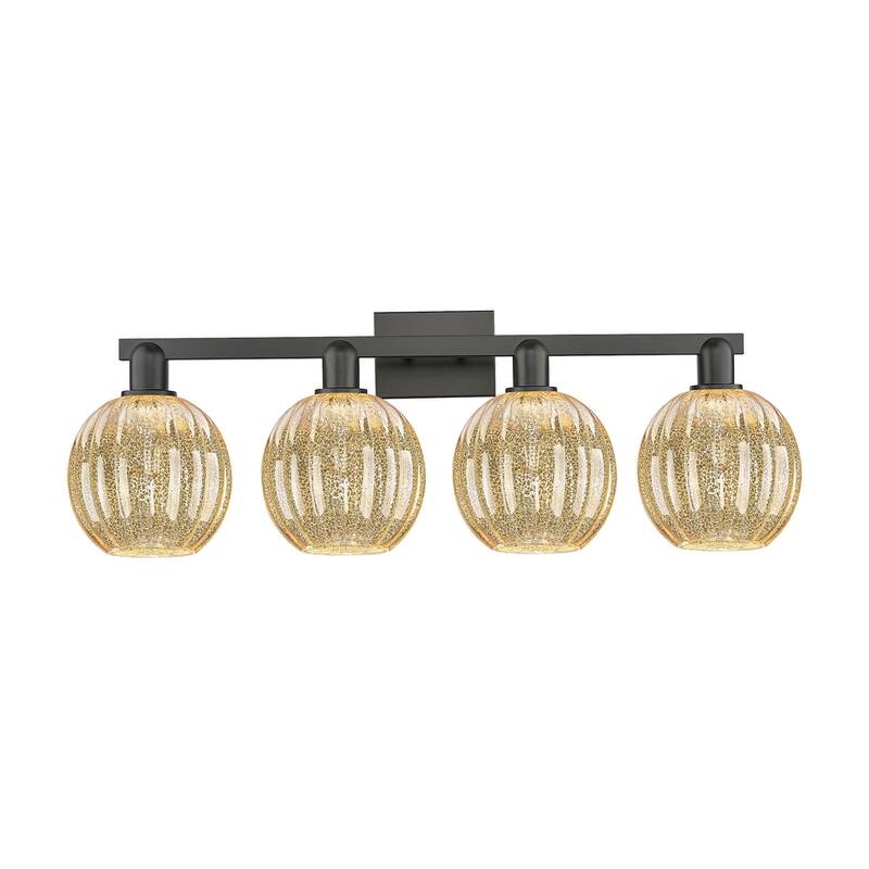 Innovations Lighting 716-4W-12-36 Preston Vanity Preston 4 Light 36" - Matte Black / Mercury